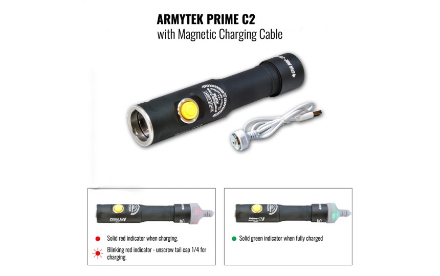 Armytek Prime C2 Magnet USB (CREE XP-L, 1160лм, 168м,18650) теплый свет